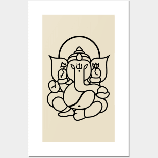 Ganesh Ganesa Ganapati Elephant 3 (black) Posters and Art